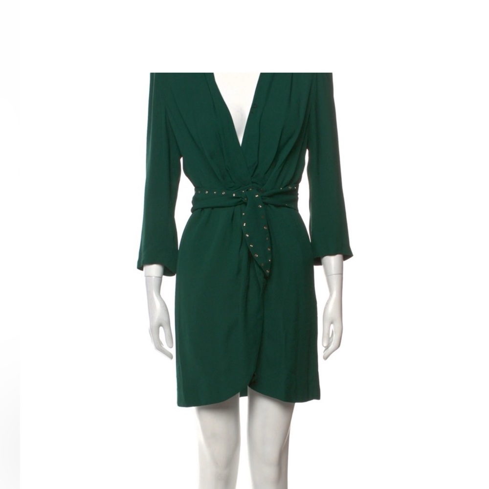 Sandro Elegant Green Wrap Mini Dress - Picture 4 of 15